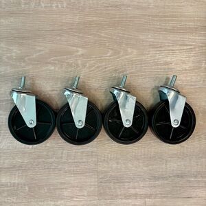 4” Swivel Caster Wheels Set of 4 Threaded Stem Heavy Duty Black Swivel Utility